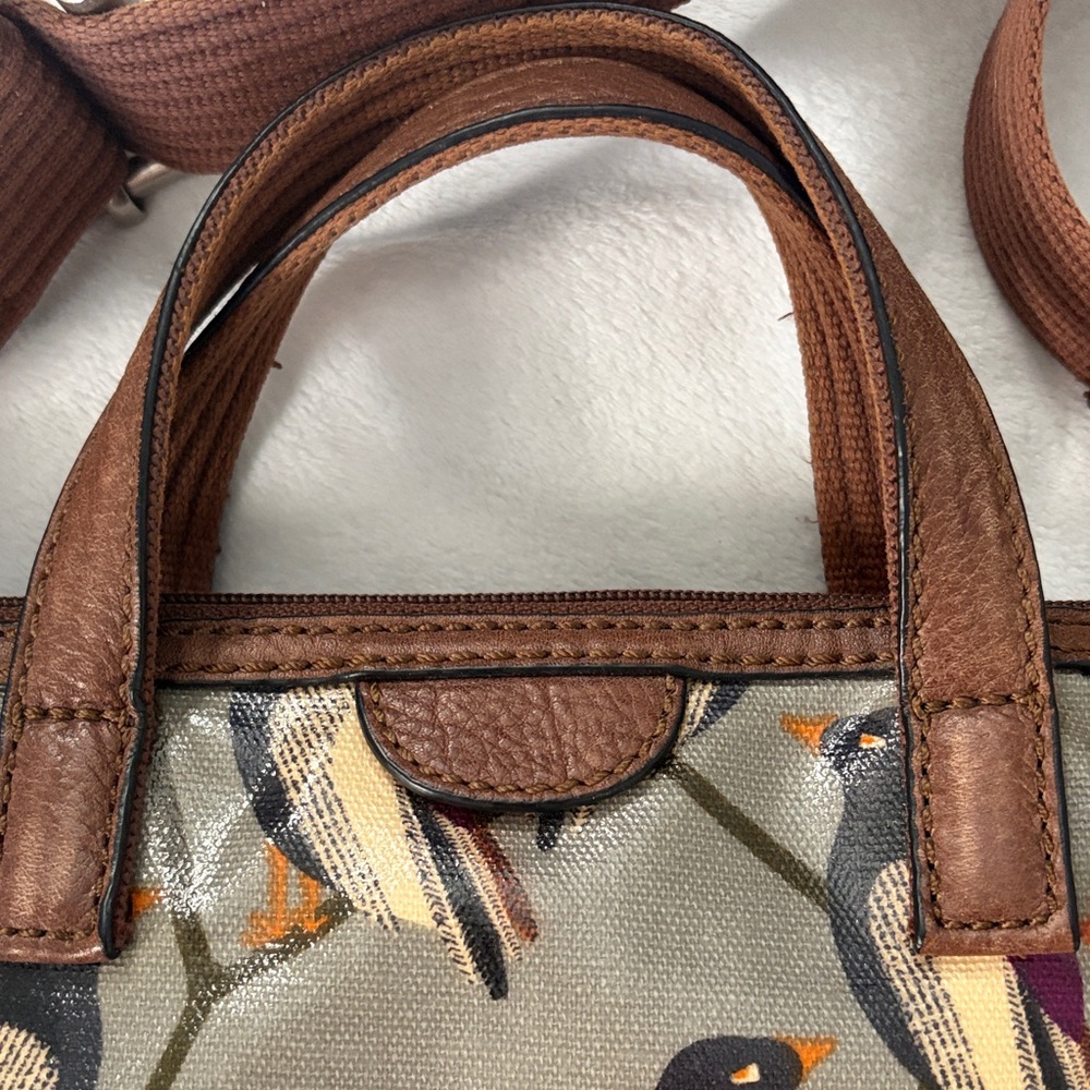 Fossil Crossbody Bag with Bird Design - Brown and Gray and Purple - Picture 5 of 15